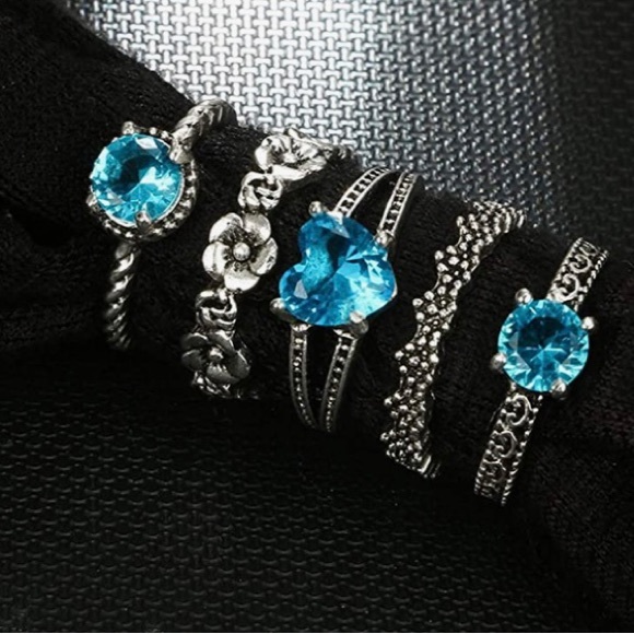 5-Pc stackable silver rings - Picture 2 of 6